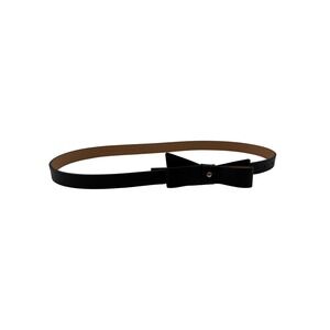 Kate Spade New York Black Bow Skinny Belt Gold Spade Logo Stud Size M